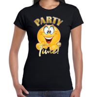 Verkleed t-shirt voor dames - zwart - party time emoji - themafeest