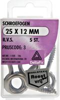 Schroefogen 25x12mm rvs 5st - Deltafix