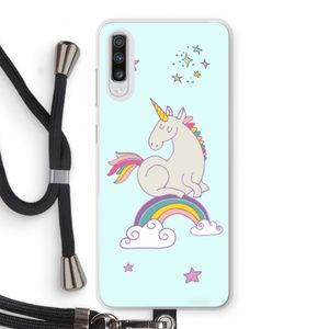 Regenboog eenhoorn: Samsung Galaxy A70 Transparant Hoesje met koord