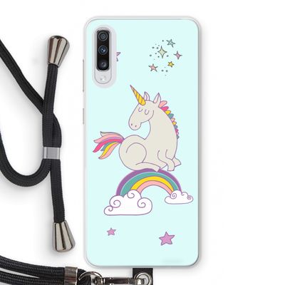 Regenboog eenhoorn: Samsung Galaxy A70 Transparant Hoesje met koord