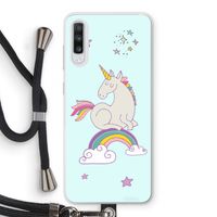 Regenboog eenhoorn: Samsung Galaxy A70 Transparant Hoesje met koord