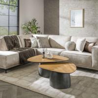 LifestyleFurn Organische Salontafel 'Taro' Visgraat Teakhout, Set van 2 stuks