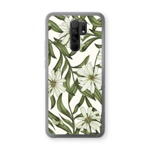 Wit bloemenpatroon: Xiaomi Redmi 9 Transparant Hoesje