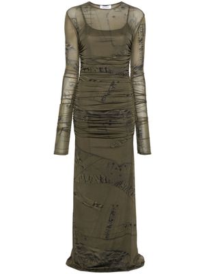 Blumarine robe longue froncée à poches cargo - Vert