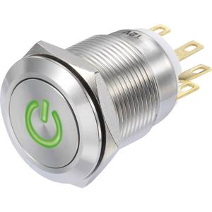 TRU COMPONENTS TC-8904680 LAS1-GQF-11/G/12V Druktoets 250 V/AC 3 A 1x aan/(aan) Moment Groen IP65 1 stuk(s)