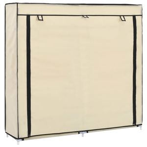 VidaXL Schoenenkast met hoes 115x28x110 cm stof crème