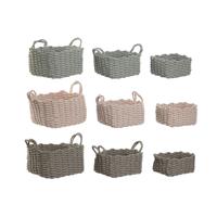 Mandenset Home ESPRIT Groen Beige Roze Touw (3 Onderdelen) (3 Stuks)