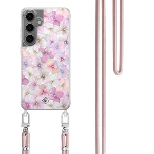Samsung Galaxy S24 Plus hoesje met rosegoud koord - Hortensia
