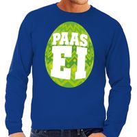 Paas sweater blauw met groen ei voor heren - thumbnail