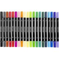 Creativ Company Textielstiften, lijndikte 2,3+3,6 mm, standaardkleuren, 20 stuk/ 1 doos