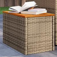 Tuinbijzettafels 2 st 55x34x37 cm poly rattan en hout beige Tuinbijzettafels 2 st 55x34x37 cm poly rattan en hout beige