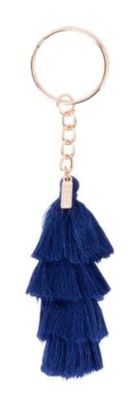 Doiy sleutelhanger Tassel 15,5 cm katoem/staal donkerblauw