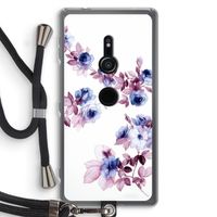 Waterverf bloemen: Sony Xperia XZ2 Transparant Hoesje met koord