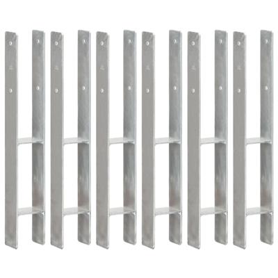 Grondankers 6 st 8x6x60 cm gegalvaniseerd staal zilverkleurig