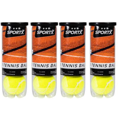 Sportx Tennisballen - 12x - geel - rubber/katoen - in koker - standaard formaat - buitenspeelgoed