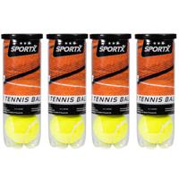 Sportx Tennisballen - 12x - geel - rubber/katoen - in koker - standaard formaat - buitenspeelgoed