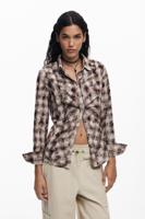 Geruite textuur overhemd - BROWN - S