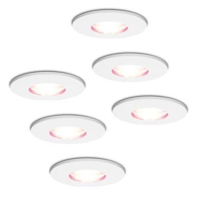 Set van 6 Barcelona - Smart inbouwspot - IP44 waterdicht - 5,5 Watt 345 Lumen - Wifi + Bluetooth - RGBWW - GU10 - Google Home, Amazon Alexa en Siri - Voor binnen, buiten en badkamer - Wit
