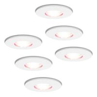 Set van 6 Barcelona - Smart inbouwspot - IP44 waterdicht - 5,5 Watt 345 Lumen - Wifi + Bluetooth - RGBWW - GU10 - Google Home, Amazon Alexa en Siri - Voor binnen, buiten en badkamer - Wit