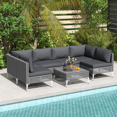 Lounge Meubels Outdoor Rattan Tuinlounge met Tafel en Kussens Zitgroep voor Tuin Terras Balkon