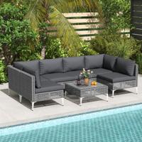 Lounge Meubels Outdoor Rattan Tuinlounge met Tafel en Kussens Zitgroep voor Tuin Terras Balkon