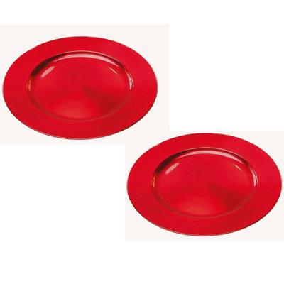 Set van 6x stuks ronde diner onderborden - rood - van kunststof - Dia 33 cm Set van 6x stuks ronde diner onderborden - rood - van kunststof - Dia 33 cm