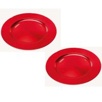 Set van 6x stuks ronde diner onderborden - rood - van kunststof - Dia 33 cm