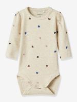 Body voor babymeisjes met lange mouwen en allover hartjes van NAME IT gemêleerd beige
