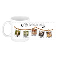 Cadeau koffie/thee mok - life is better with dogs - wit - 300 ml - keramiek - honden