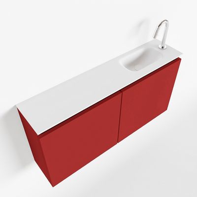 Toiletmeubel Mondiaz Ture | 100 cm | Meubelkleur Fire | Eden wastafel Talc Rechts | 1 kraangat