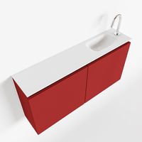 Toiletmeubel Mondiaz Ture | 100 cm | Meubelkleur Fire | Eden wastafel Talc Rechts | 1 kraangat