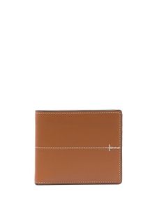 Tod's portefeuille en cuir à détails de coutures - Marron