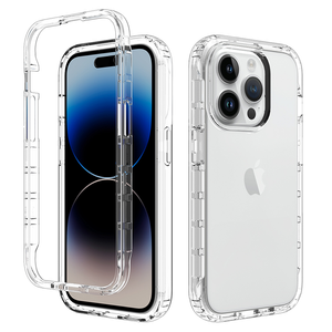 iPhone 15 Pro hoesje - Full body - 2 delig - Shockproof - Siliconen - TPU - Transparant