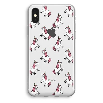Eenhoorns overal: iPhone XS Transparant Hoesje