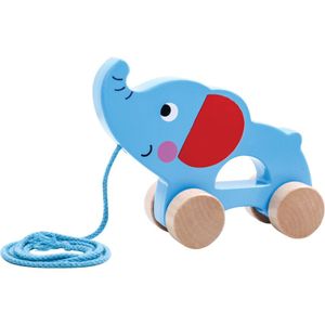 Tooky toy Olifant Houten Trekfiguur 18 maanden Blauw