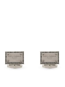 Dolce & Gabbana logo-engraved rectangle-shape cufflinks - Argent