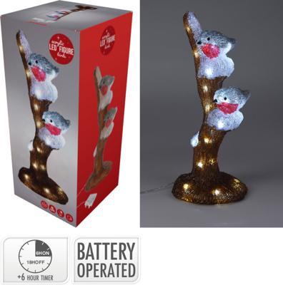 Vogels op tak met led 41 cm kerstversiering - Nampook