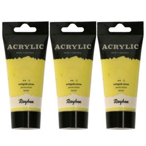 Acrylverf/hobbyverf op waterbasis - 3x - geel - 75 ml - Schilderen/knutselen