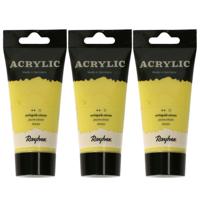 Acrylverf/hobbyverf op waterbasis - 3x - geel - 75 ml - Schilderen/knutselen