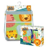 Into the jungle lunchbox set voor kinderen - 3-delig - groen/blauw - incl. gymtas/schooltas