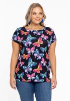 Yoek Wijd shirt BUTTERFLIES | Zwart | Maat 58/60