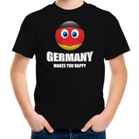 Germany makes you happy landen t-shirt Duitsland zwart voor kinderen met Emoticon