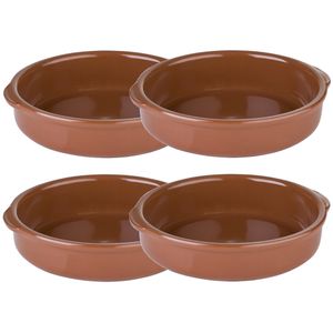 4x Ovenschalen/tapasschalen terracotta 20 cm van aardewerk