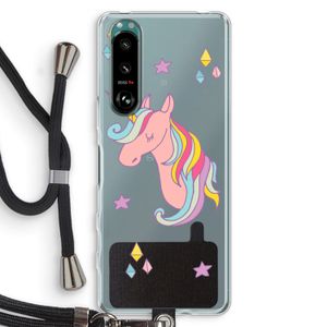 Roze eenhoorn: Sony Xperia 5 III Transparant Hoesje met koord