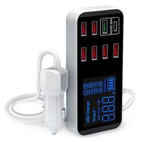 9-poorts autolader met LCD-scherm WLX-A9S+ - 7xUSB, QC3.0 USB, PD USB-C - 40W