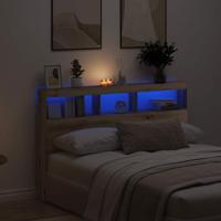 Hoofdbordkast met LED artisan 160x17x102 cm eikenkleurig