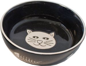 Kattendrinkschotel zwart poes met graat 13 cm - Gebr. de Boon