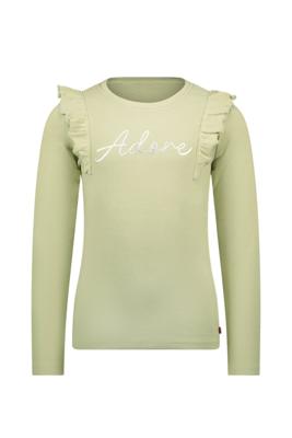 MAYCE Meisjes shirt rib ruffel - Pistache groen