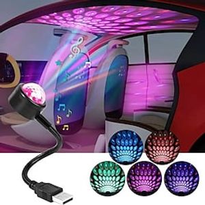 dj verlichting geluid party auto usb mini disco bal lichten rgb multi kleur auto sfeer kamer decoraties lamp magische stroboscoop Lightinthebox