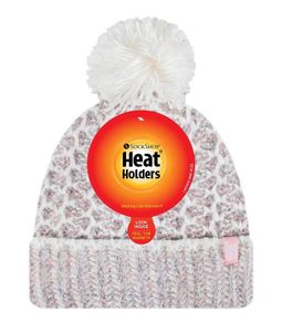 Heat Holders Ladies feathered knit pom pom hat lund coral/cream (1 st)